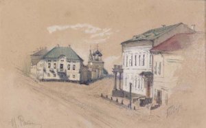 View of a Crossroads and Church in Tver'