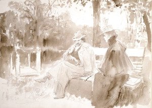 Ilya Efimovich Efimovich Repin - Ksenian ja Nedrovin tapaaminen puistossa Nevan saarilla