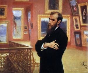 Ilya Efimovich Efimovich Repin - Portrait of Pavel Tretyakov (1832-98) in the Gallery, 1901