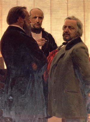 Ilya Efimovich Efimovich Repin - Vladimir Odoevsky (1803-69), Mily Balakirev (1837-1910) and Mikhail Ivanovich Glinka (1804-57), 1890s