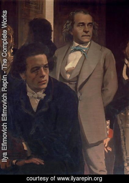 Ilya Efimovich Efimovich Repin - Anton Grigoryevich Rubinstein (1829-94) and Alexander Nikolayevich Serov (1820-71), from Slavonic Composers, 1890s (detail)