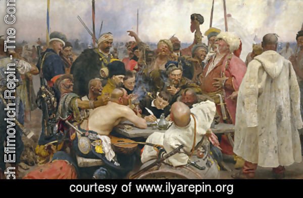 Ilya Efimovich Efimovich Repin - The Zaporozhye Cossacks writing a letter to the Turkish Sultan, 1890-91