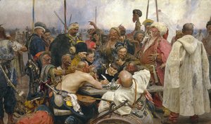 The Zaporozhye Cossacks writing a letter to the Turkish Sultan, 1890-91