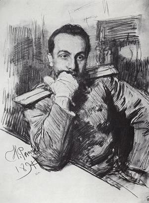 Ilya Efimovich Efimovich Repin - Portrait of writer Alexander Zhirkevich 1894
