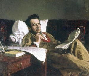 Ilya Efimovich Efimovich Repin - Portrait of Mikhail Glinka at the time of his composition of the opera 'Ruslan and Ludmilla', c.1887