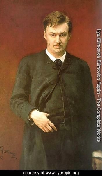 Ilya Efimovich Efimovich Repin - Portrait of the composer Alexander Konstantinovich Glazunov (1865-1936) 1887