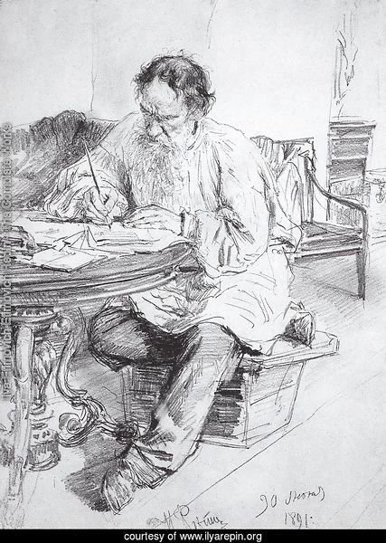 Lev Nikolaevich Tolstoy (1828-1910) at Work, 1891