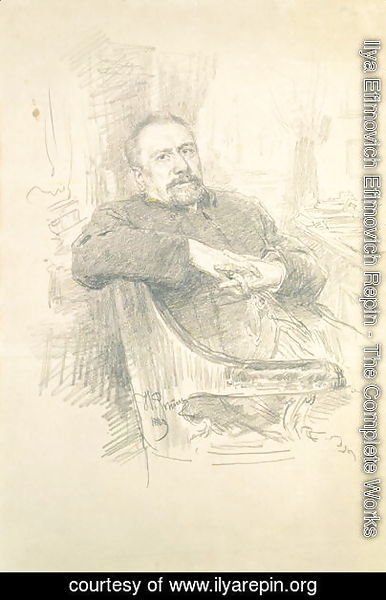 Ilya Efimovich Efimovich Repin - Portrait of Nikolaj Leskov (1831-95), 1889