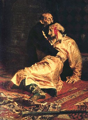 Ilya Efimovich Efimovich Repin - Ivan the Terrible and His Son Ivan on November 16, 1581 [detail] 2
