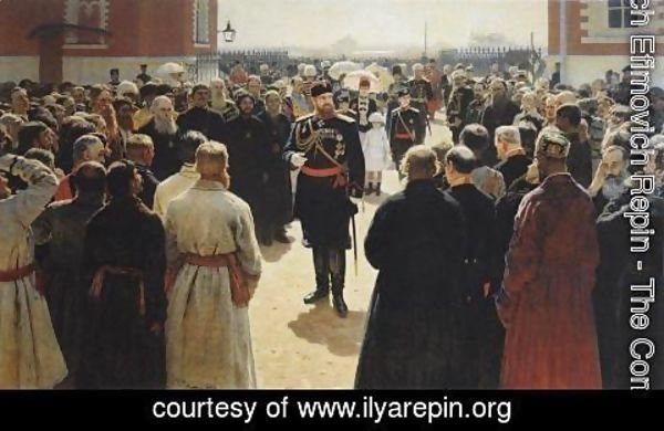 Ilya Efimovich Efimovich Repin - Aleksander III receiving rural district elders in the yard of Petrovsky Palace in Moscow