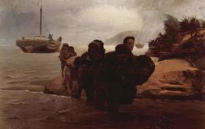Ilya Efimovich Efimovich Repin - Barge Haulers wading