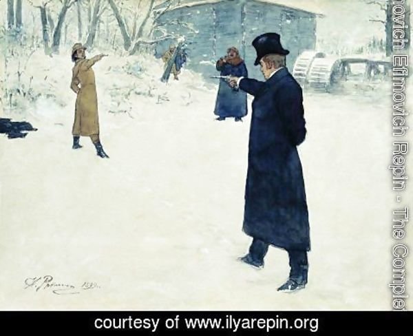 Ilya Efimovich Efimovich Repin - Eugene Onegin and Vladimir Lensky's duel