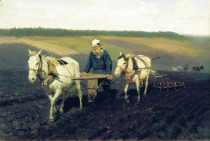 Ploughman. Lev Nikolayevich Tolstoy in the ploughland