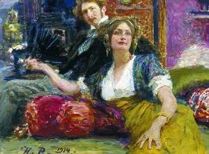Ilya Efimovich Efimovich Repin - Portrait of poet, prose writer, translator and dramatist Sergei Mitrofanovich Gorodetsky with his wife