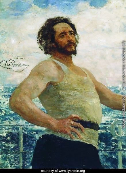 Portrait of writer Leonid Nikolayevich Andreyev on a yacht