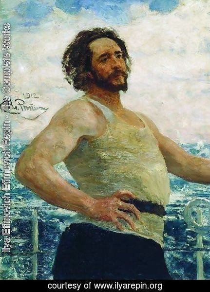 Ilya Efimovich Efimovich Repin - Portrait of writer Leonid Nikolayevich Andreyev on a yacht