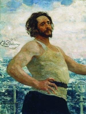 Ilya Efimovich Efimovich Repin - Portrait of writer Leonid Nikolayevich Andreyev on a yacht