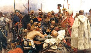 Ilya Efimovich Efimovich Repin - Reply of the Zaporozhian Cossacks to Sultan Mehmed IV of Turkey