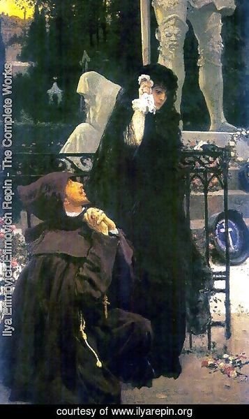 Ilya Efimovich Efimovich Repin - Stone Guest. Don Juan and Donna Anna. Oil on canvas