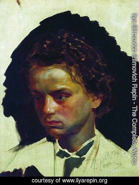 Ilya Efimovich Efimovich Repin - Youth portrait of sculptor Ilya Yakovlevich Ginzburg