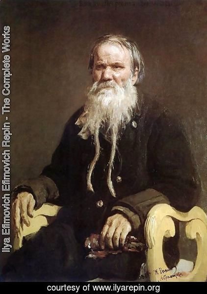 Ilya Efimovich Efimovich Repin - Portrait Of The Narrator Of The Folk Tales V Tschegolionkov 1879