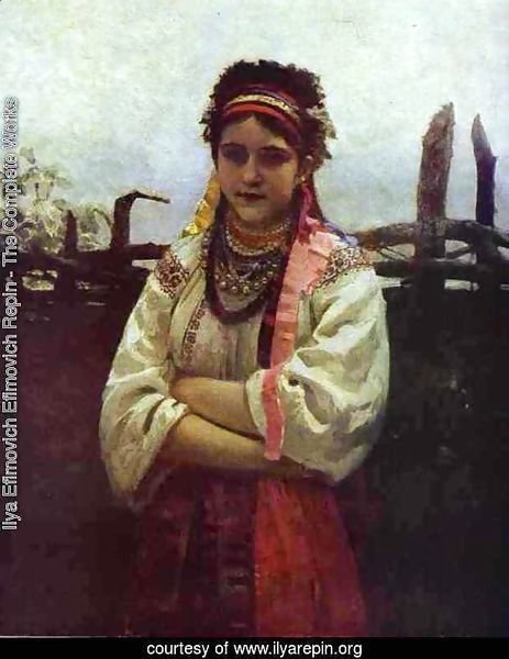 Ukranian Girl By A Fence 1876