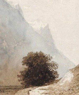 Ilya Efimovich Efimovich Repin - Leafy Bush in a mountainous Landscape