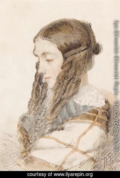 Ilya Efimovich Efimovich Repin - Portrait of a young Lady in Ringlets