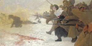 Ilya Efimovich Efimovich Repin - The Attack with the Red Cross Nurse