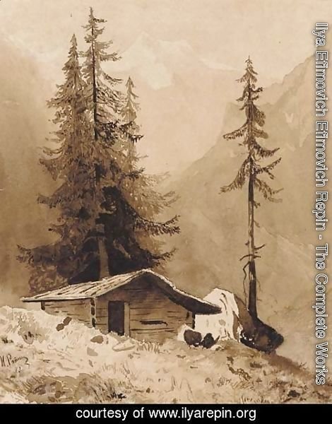 Ilya Efimovich Efimovich Repin - Wooden Hut in an Alpine Landscape