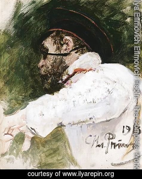 Ilya Efimovich Efimovich Repin - Study Of A Bearded Man In Peaked Cap