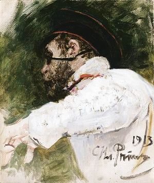 Ilya Efimovich Efimovich Repin - Study Of A Bearded Man In Peaked Cap