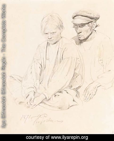 Ilya Efimovich Efimovich Repin - Study Of Peasant Boy And Man