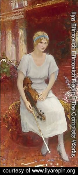 Ilya Efimovich Efimovich Repin - Portrait Of The Violinist Cecile Hansen, Circa 1922
