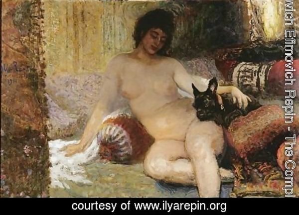 Seated Nude With Her Lapdog