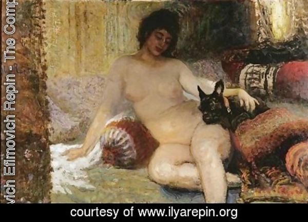 Ilya Efimovich Efimovich Repin - Seated Nude With Her Lapdog