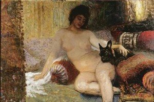 Seated Nude With Her Lapdog