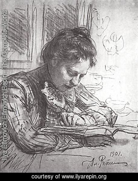 Ilya Efimovich Efimovich Repin - Reading (Portrait of Natalia B. Nordman)