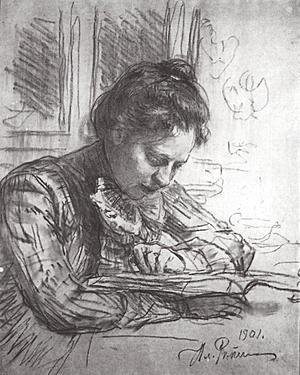 Ilya Efimovich Efimovich Repin - Reading (Portrait of Natalia B. Nordman)