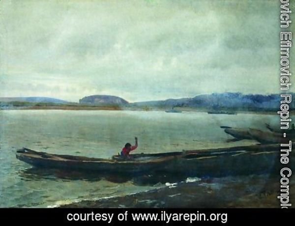 Ilya Efimovich Efimovich Repin - Landscape of the Volga with boats