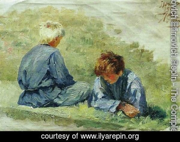 Ilya Efimovich Efimovich Repin - The boys on the grass