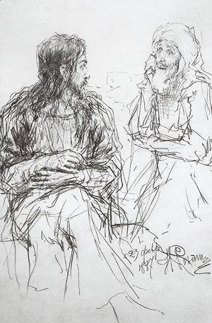 Ilya Efimovich Efimovich Repin - Christ and Nicodemus