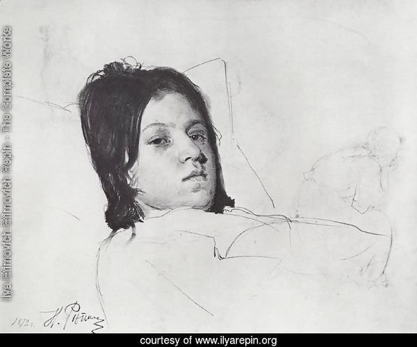 Woman's Head (V.A. Repina lying in bed)