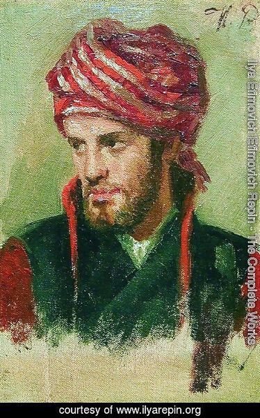 Ilya Efimovich Efimovich Repin - Portrait of a young man in a turban