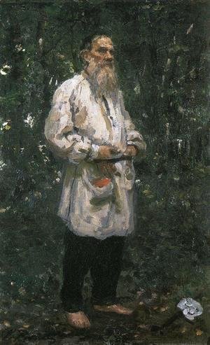 Leo Tolstoy barefoot